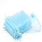 Organza DIY Craft Drawstring Bag, for Valentine Birthday Wedding Party Candy Wrapping, Light Blue, 9x7cm