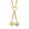 Ion Plating(IP) 304 Stainless Steel Green Yellow Enamel Letter & Eye Pendant Wheat Chain Necklaces, with Toggle Clasps, Golden, Letter N, 20.47~20.87 inch(52~53cm)