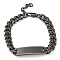 304 Stainless Steel Rectangle ID Cuban Link Chains for Men Women, Gunmetal, 7-1/2 inch(19cm)