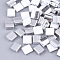 Electroplate Opaque Glass Seed Beads, 2-Hole, Rectangle, Silver Plated, White, 5x4.5~5.5x2~2.5mm, Hole: 0.5~0.8mm