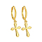 Fashionable S925 Sterling Silver Cross Hoop Earrings, with Simple and High-end Design, Golden, 26x9x11mm