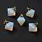 Opalite Pendants, with Golden Tone Brass Findings, Rhoumbus, 24~26x21~23x16~17mm, Hole: 4.5x8mm