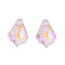 Pointed Back Electroplate Faceted Glass Pendants, Teardrop, Pink, 16x11.5x6mm, Hole: 1.4mm