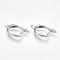 Brass Hoop Earring Findings with Latch Back Closure, Nickel Free, Real Platinum Plated, 21x12x3.5mm, Hole: 1.5mm, Pin: 1mm