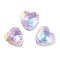 Glass Rhinestone Cabochons, Flat Back & Back Plated, Faceted, Heart, Vitrail Light, 8x8x4mm