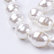 Shell Pearl Beads Strands, Teardrop with Helmix, White, 22~23x17~18mm, Hole: 2mm, about 17pcs/strand, 15.15 inch