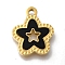 Ion Plating(IP) 304 Stainless Steel Manual Polishing Pendants, with Black Acrylic, Golden, Star, 15x13x2mm, Hole: 1.6mm