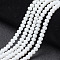 Opaque Solid Color Imitation Jade Glass Beads Strands, Faceted, Rondelle, White, 4x3mm, Hole: 0.4mm, about 113~115pcs/strand, 41~41.5cm