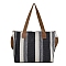 Striped Canvas Bag, Large Capacity Tote Bag, Shoulder Crossbody Bag, Black, 37x30cm