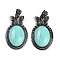 Synthetic Turquoise Pendants, Butterfly Oval Charms, with Antique Silver Tone Alloy Findings, Cadmium Free & Lead Free, 42.5x26x8.5mm, Hole: 4x6mm