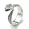 Snake Alloy Open Cuff Rings, Lead Free & Cadmium Free, Antique Silver, 7mm, Inner Diameter: 20mm