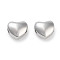 Brass Beads, Heart, Platinum, 6x7x5mm, Hole: 1.4x2.8mm