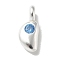 925 Sterling Sliver Cubic Zirconia Moon Charms, 925 Sterling Silver Plated, Cornflower Blue, 8.5x3.5x2mm, Hole: 1.5mm