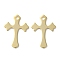 Brass Pendants, Cadmium Free & Lead Free, Cross Charms, Real 24K Gold Plated, 16x11x0.3mm, Hole: 1.2mm