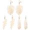 ANATTASOUL 3 Pairs 3 Style Alloy Leaf Long Dangle Earrings for Women, Light Gold, 78~79mm, Pin: 0.8mm, 1 Pair/style