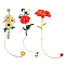 SUPERFINDINGS 3Pcs 3 Styles Flower Enamel Bookmark, 304 Stainless Steel Bookmarks with Long Chain, Mixed Color, 168~178mm, 1pc/style