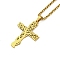 PVD Vacuum Plating 201 Stainless Steel Pendant Necklaces for Man, Cross, Real 18K Gold Plated, 23.50 inch(59.7cm), Cross: 42x28x1.3mm