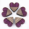 Resin & Walnut Wood Multi Strand Links, Heart, Purple, 24.5~25x24x5~6mm, Hole: 2mm