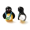 Cartoon Penguin Alloy Enamel European Beads, Large Hole Beads, Orange, 16x13x9mm, Hole: 5mm