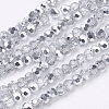 Faceted(32 Facets) Round Half Plated Electroplate Glass Beads Strands X-EGLA-J042-4mm-H02-2
