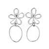 Non-Tarnish Hollow Flower 304 Stainless Steel Dangle Earrings EJEW-B052-01P-1