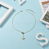 304 Stainless Steel Shell with Star Pendant Lariat Necklace for Women NJEW-JN04208-01-2