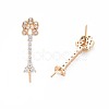 Brass Micro Pave Clear Cubic Zirconia Stud Earring Findings KK-S364-142-4