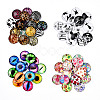 Mixed Pattern Half Round/Dome Printed Glass Cabochons GLAA-T029-16C-2