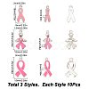 SUNNYCLUE 30Pcs 3 Style October Breast Cancer Pink Awareness Ribbon Alloy Enamel Pendants ENAM-SC0003-32-2