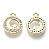 Brass Micro Pave Clear Cubic Zirconia Charms KK-S348-540-NF-2