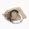 Natural Lava Rock Beads and Natural Howlite Beads Stretch Bracelets BJEW-JB03851-07-3
