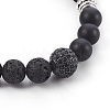 Natural Lava Rock and Natural Black Agate(Dyed) Beads Stretch Bracelets BJEW-JB04005-03-2