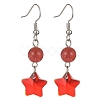 Resin & Glass Star Dangle Earrings EJEW-JE05323-3