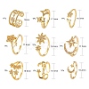 9Pcs 9 Style Adjustable Brass Micro Pave Clear Cubic Zirconia Cuff Rings RJEW-LS0001-18G-3