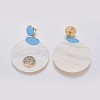 Shell Dangle Stud Earrings EJEW-F230-15G-3