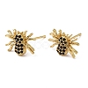 Rack Plating Brass Spider Stud Earrings with Cubic Zirconia EJEW-D061-18G-1