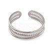 304 Stainless Steel Triple Line Open Cuff Rings for Women RJEW-G285-73P-2