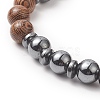Gemstone & Natural Rosewood Beaded Stretch Bracelet for Men Women BJEW-JB09295-5
