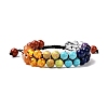 Round Imitation Amber & Mixed Stone Braided Bead Bracelet for Girl Wome X1-BJEW-JB06962-01-1