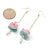 3D Lotus Plastic Dangle Earrings EJEW-JE05525-02-2