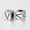 304 Stainless Steel Large Hole Letter European Beads STAS-H428-01AS-V-2