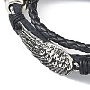 PU Leather & Waxed Cords Triple Layer Multi-strand Bracelets BJEW-G709-05B-2