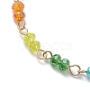 7 Chakra Faceted Glass & 3mm Round Shell Pearl Link Bracelets for Women BJEW-JB10379-3