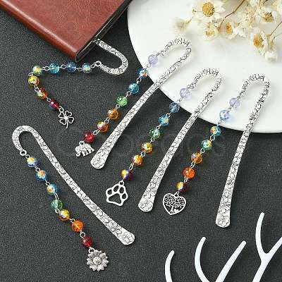 Tibetan Style Alloy Hook Bookmarks AJEW-JK00239-1