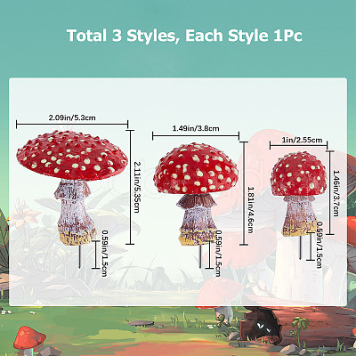 Resin Miniature Luminous Mushroom Ornaments AJEW-WH0326-72-1