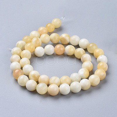 Natural Honey Jade Beads Strands G-K153-B26-8mm-01-1