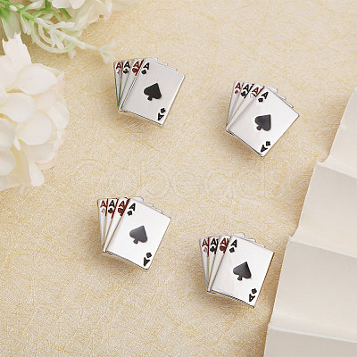 CHGCRAFT 4Pcs Playing Card Enamel Brooch JEWB-CA0001-47-1