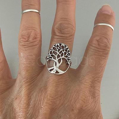 Tree of Life Brass Finger Rings FIND-PW0020-05AS-1