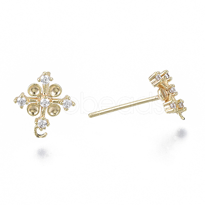 Brass Micro Pave Cubic Zirconia Stud Earring Settings KK-N232-39-NF-1