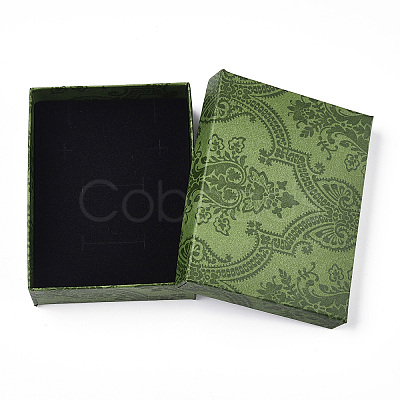 Flower Printed Cardboard Jewelry Boxes X-CBOX-T006-08C-1